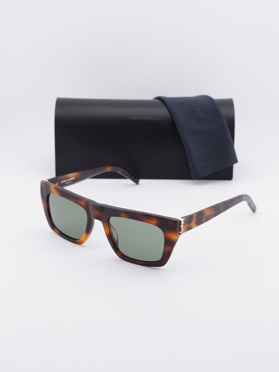 Saint Laurent SLM131 003 Rectangle Unisex Sunglasses - Havana / Green main image 11